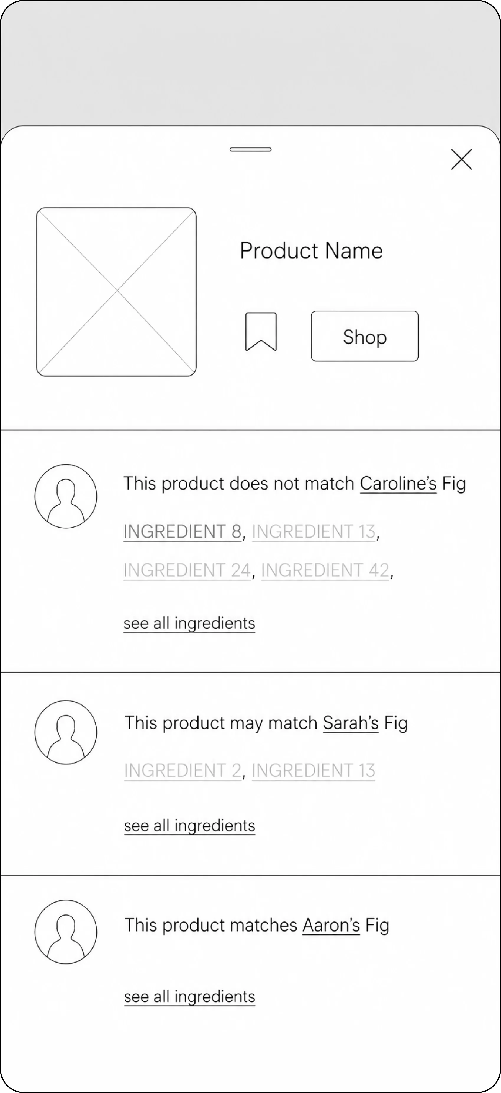 Stacked per-person cards with all flagged ingredients listed inline