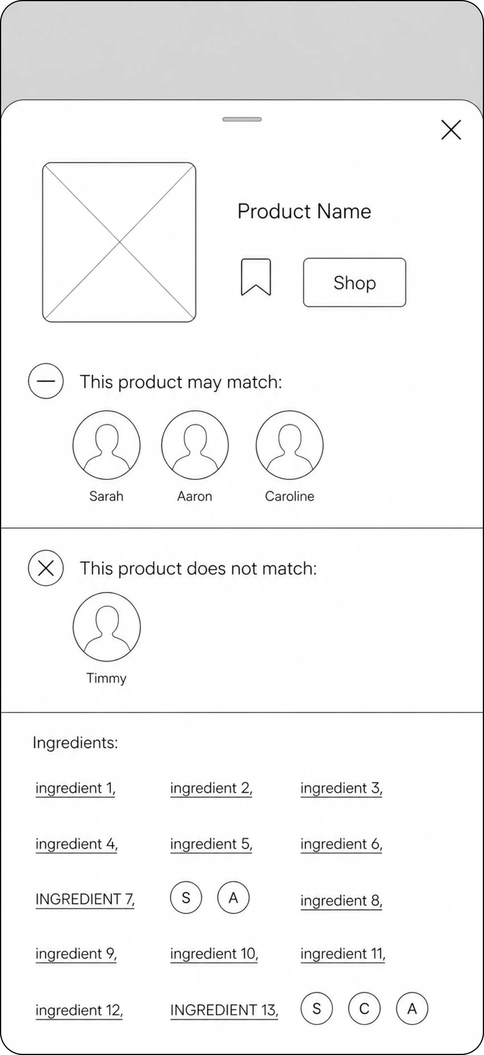 Match and does-not-match buckets with avatars in each