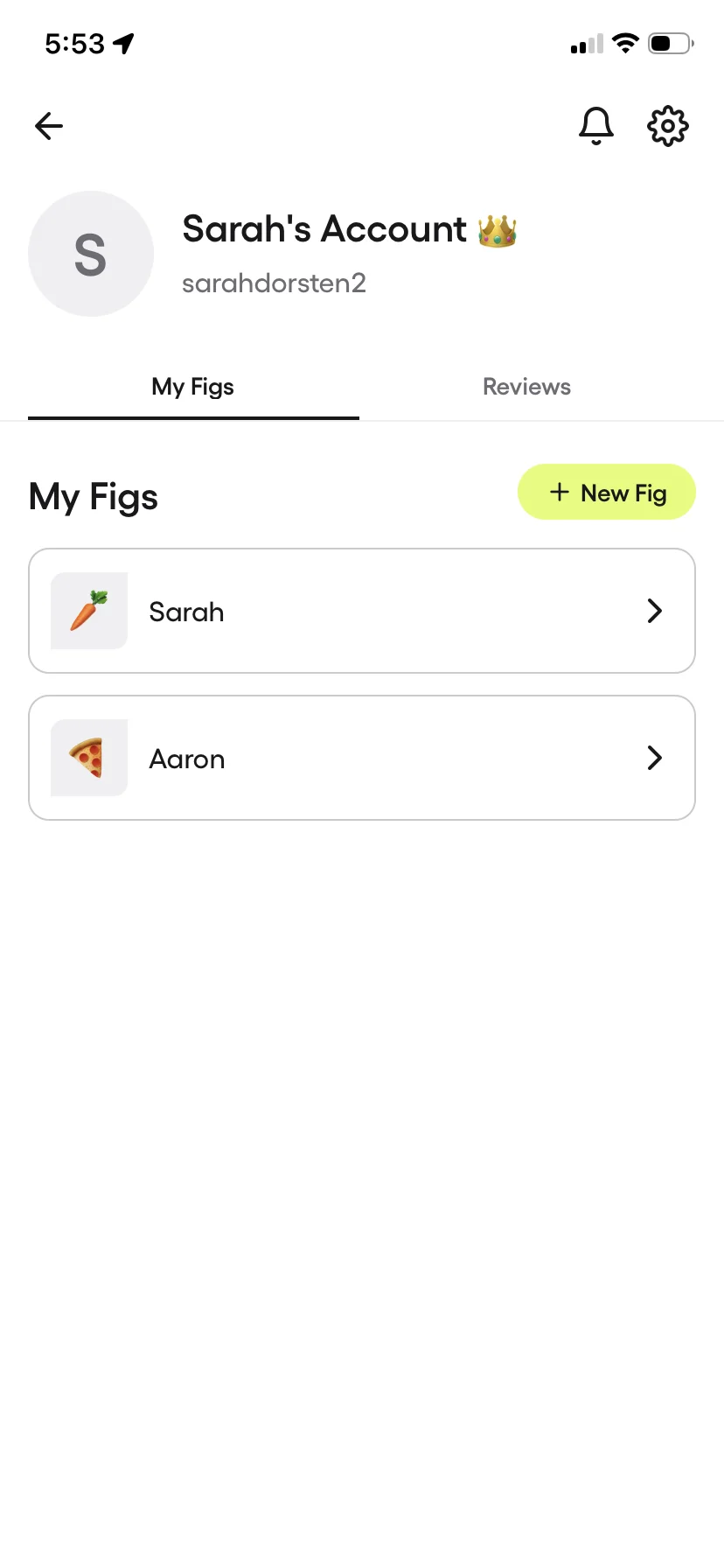 My Figs: Sarah and Aaron's profiles