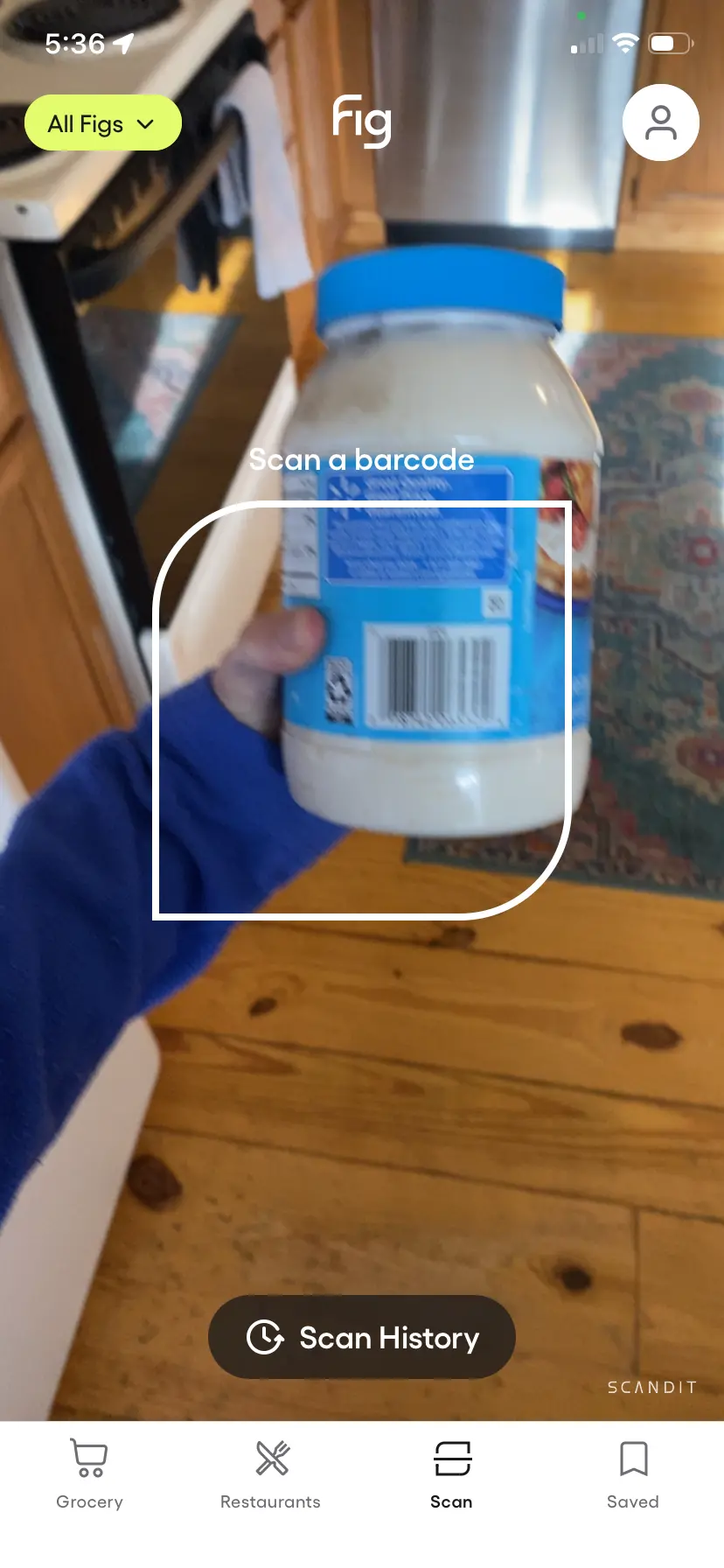 Barcode scanner screen